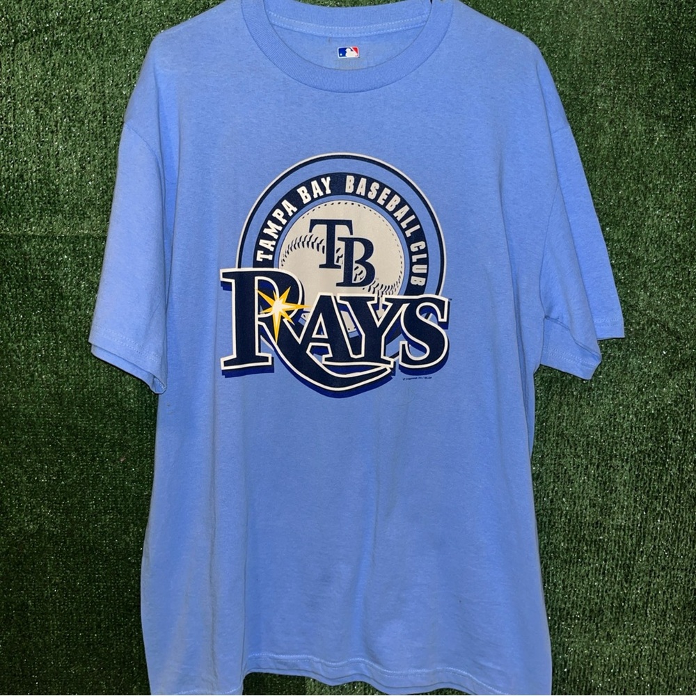 Tampa Bay Rays Blue Majestic Shirt L MLB Baseball Florida